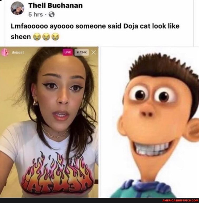 " Thell Buchanan
Shrs-@
Lmfaooooo ayoooo someone said Doja cat look like sheen