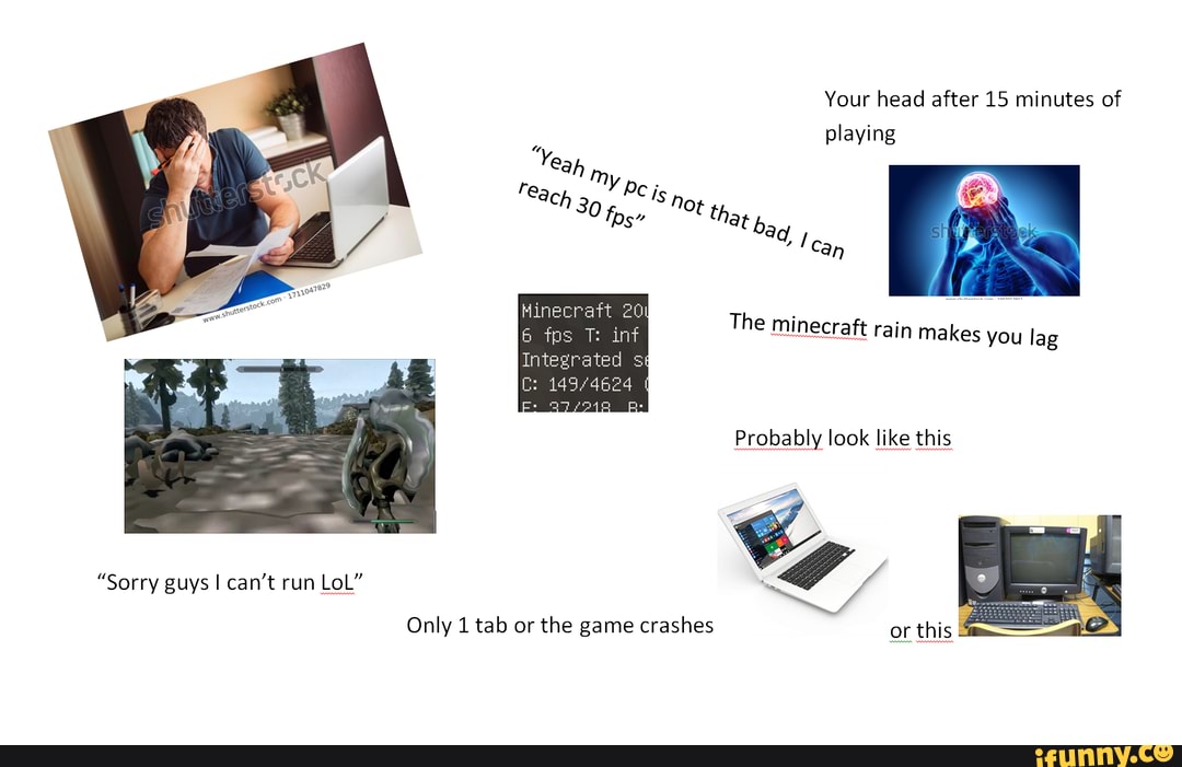 Your head after 15 minutes of playing
"Sorry guys I can't run LoL"
Only 1 tab or the game crashes