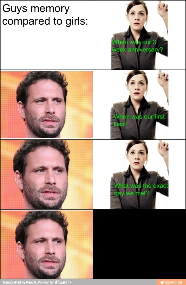 Guys memory
compared to girls: