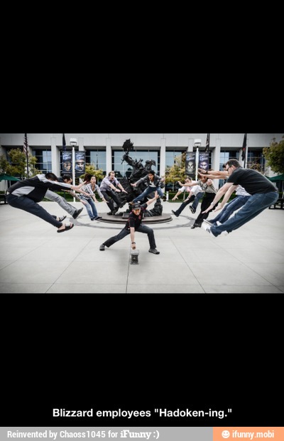 Blizzard employees "Hadoken-ing."