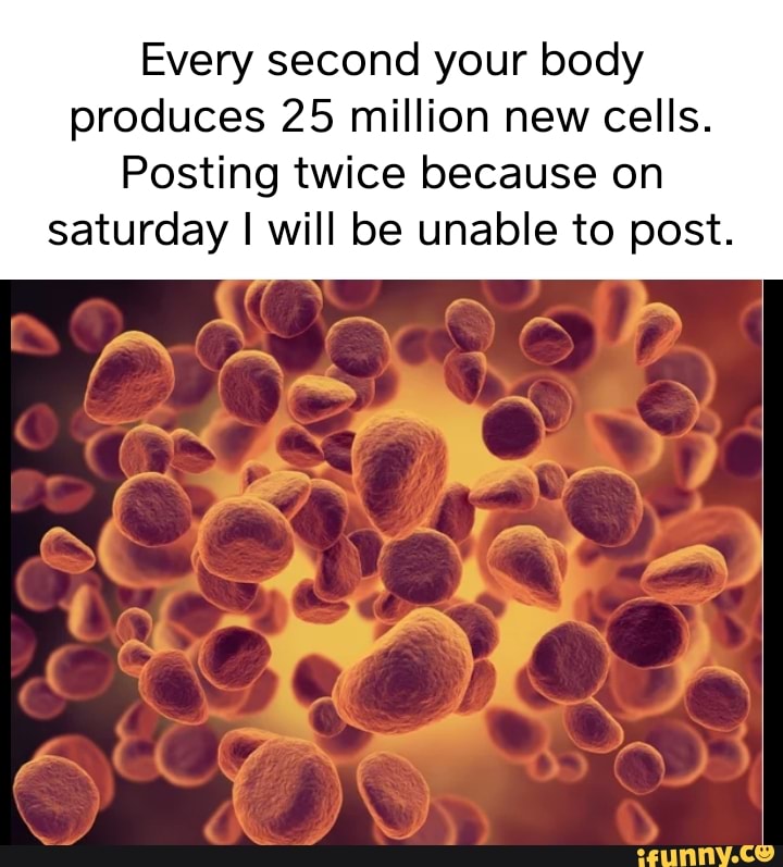 Every second your body produces 25 million new cells. Posting twice ...