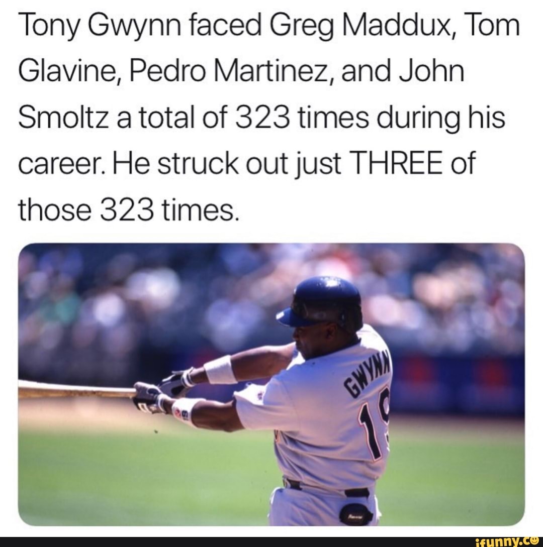 TIL Tony Gwynn faced Greg Maddux 107 times in his career, and never struck  out. In fact, he hit .415 off Maddux for his career. : r/baseball