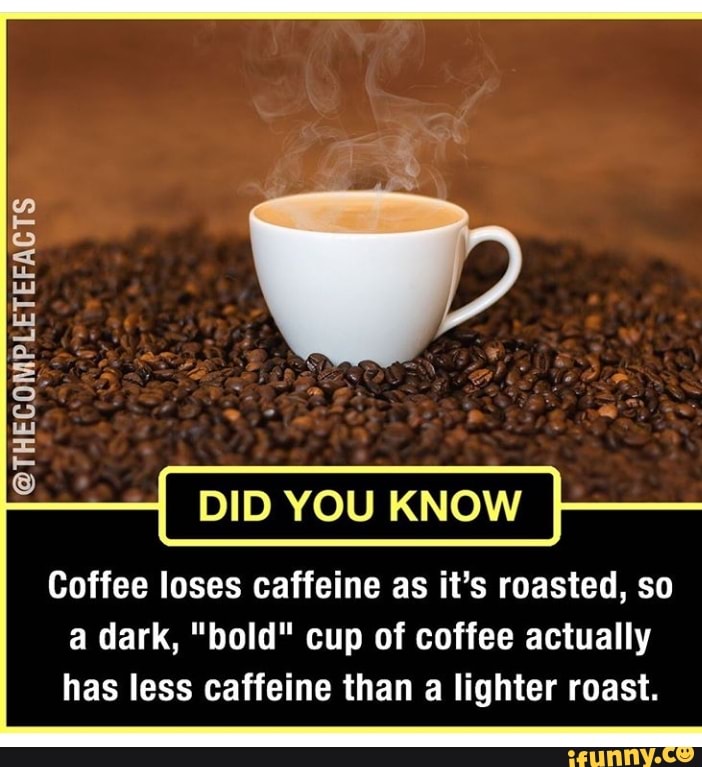 DID YOU KNOW Coffee loses caffeine as it’s roasted, so a dark, "bold