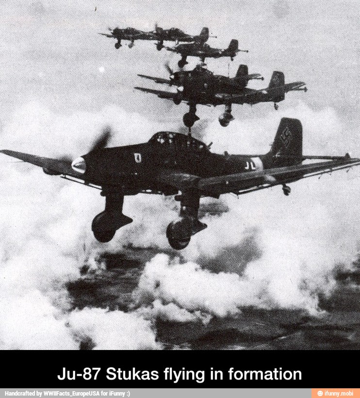 Ju-87 Stukas flying in formation - Ju-87 Stukas flying in formation