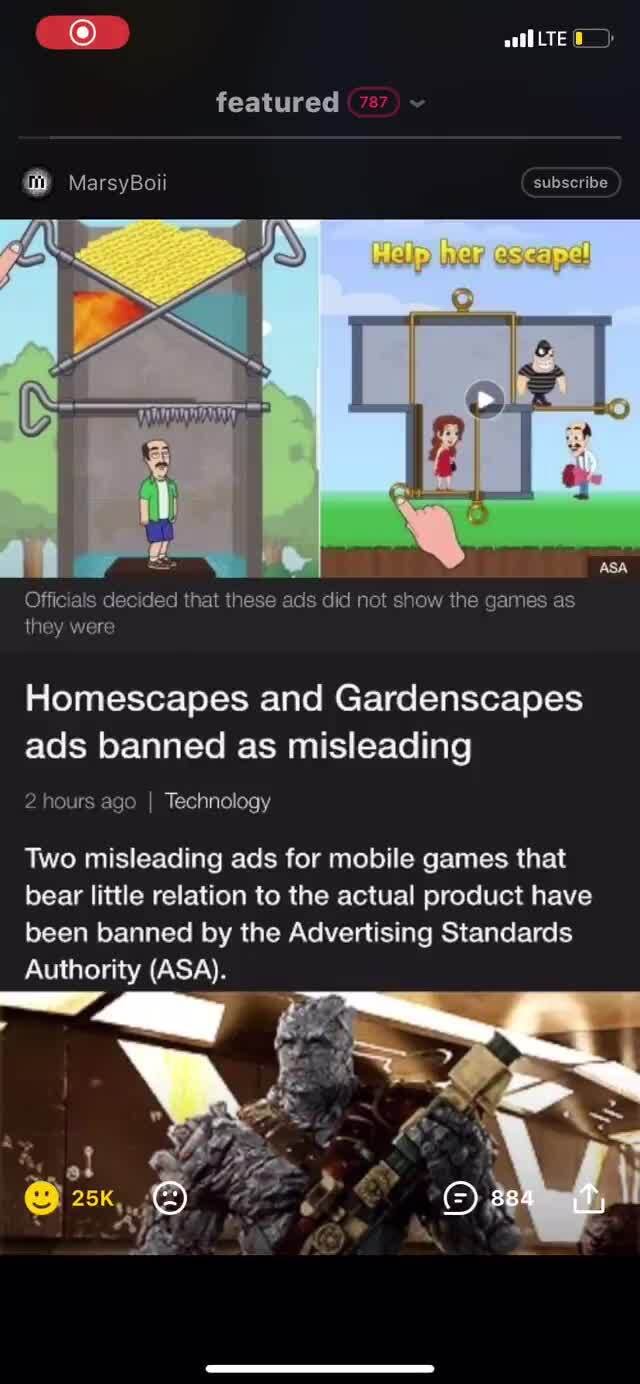 homescapes ad not like the game