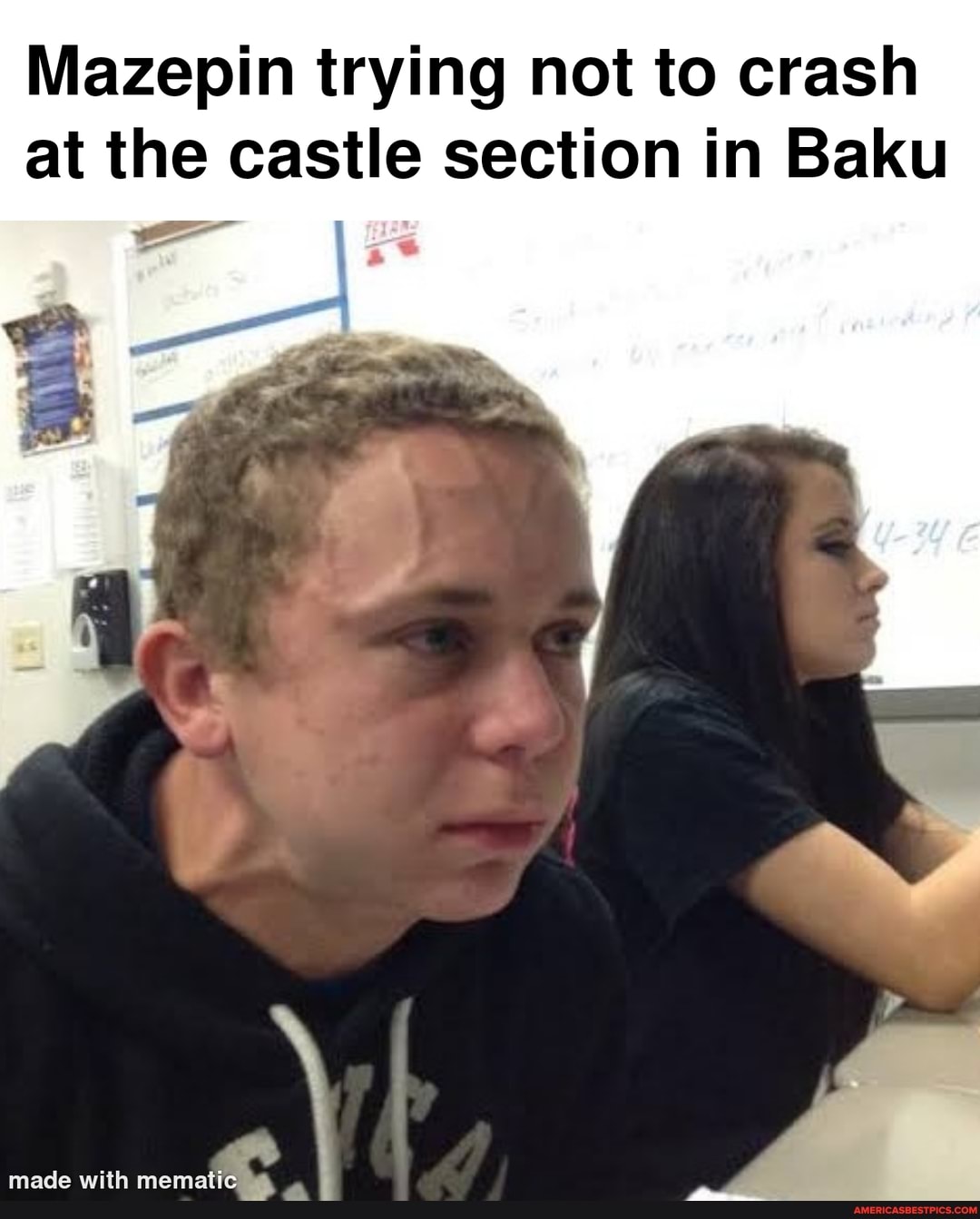 Mazepin trying not to crash at the castle section in Baku