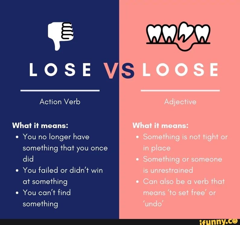 LOSE Action Verb What it means: You no longer have something that you ...