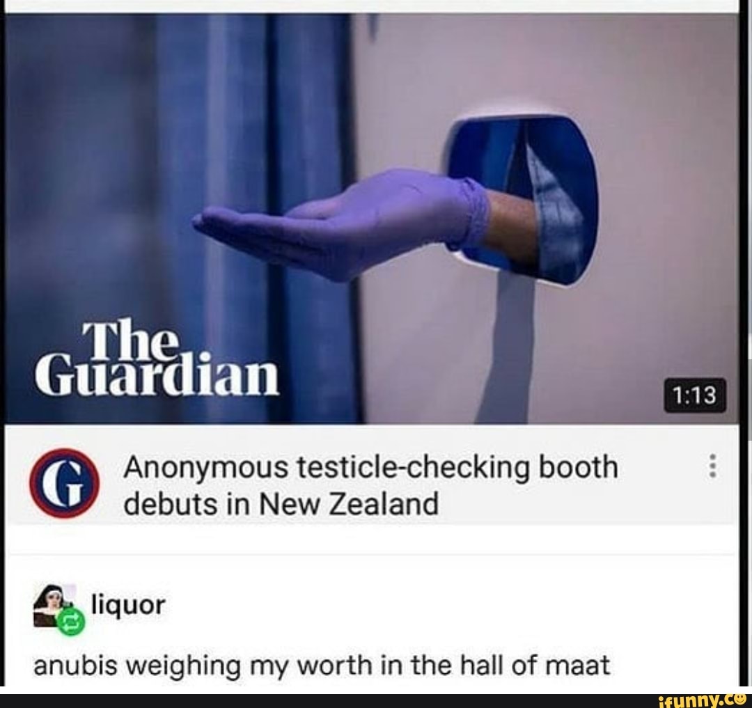 Anonymous testicle-checking booth
debuts in New Zealand
EN
anubis weighing my worth in the hall of maat