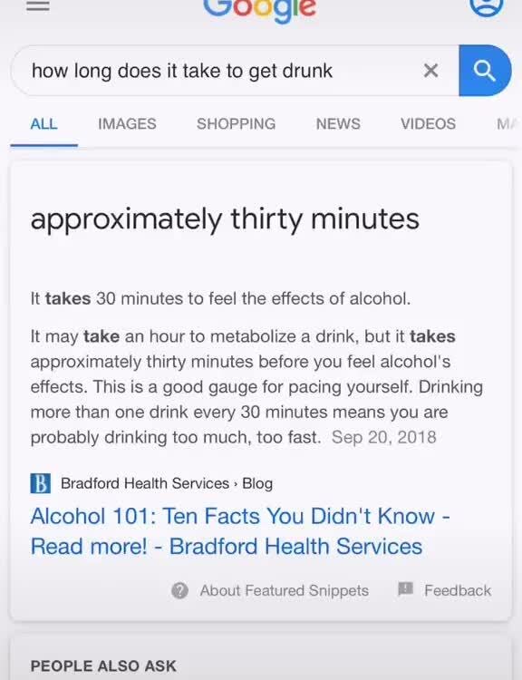 How long does it take to get drunk x approximately thirty ...