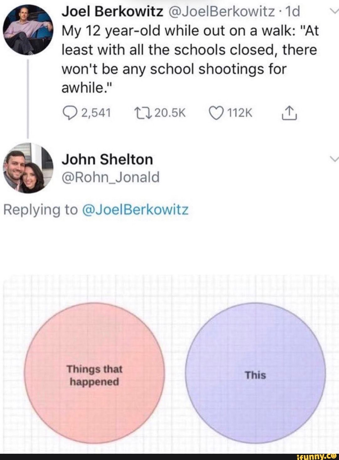 A 468 My 12 Year Old While Out On A Walk At Least With All The Schools Closed There Won T Be Any School Shootings For Awhile K John Shelton Replying To Joelberkowitz - roblox is shutting down in 2020 ifunny