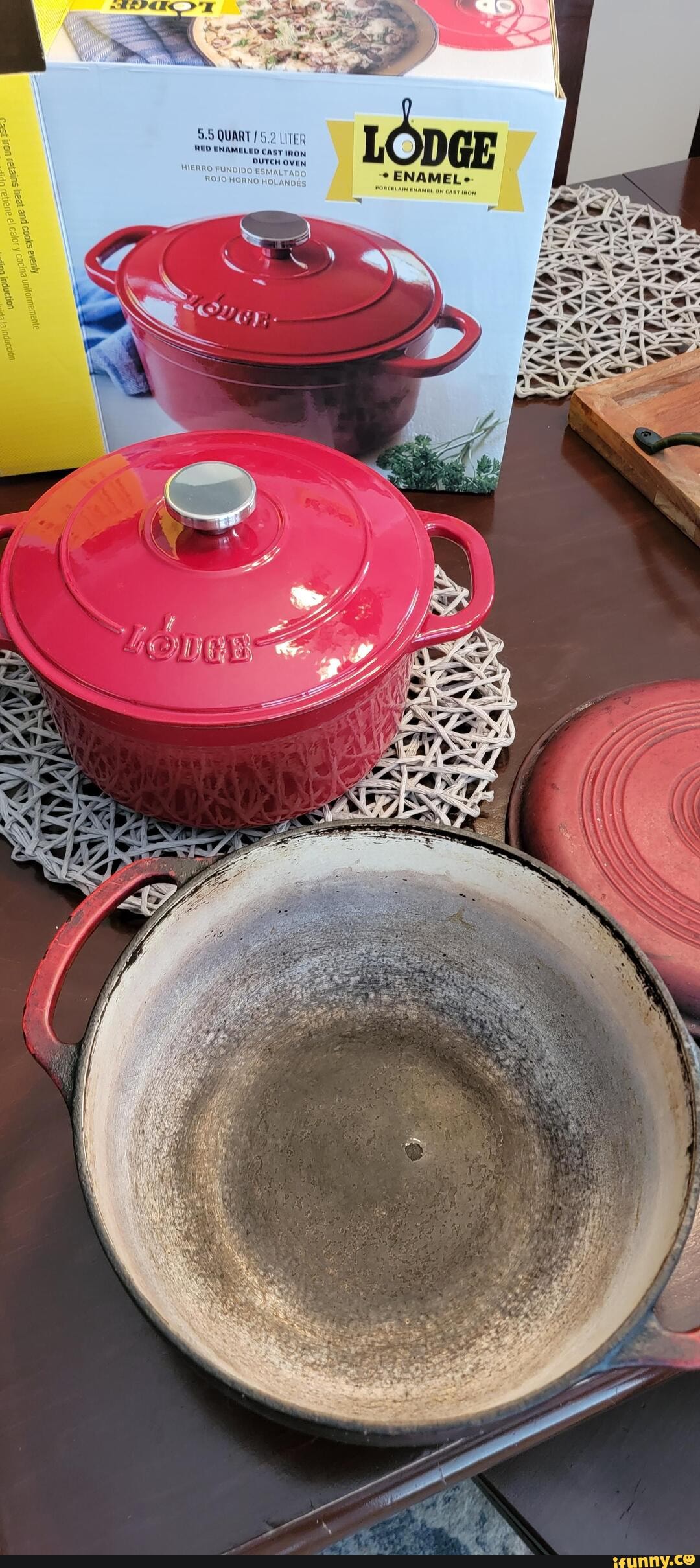 The enamel coating has broken through. Too much rough use. . . Edit