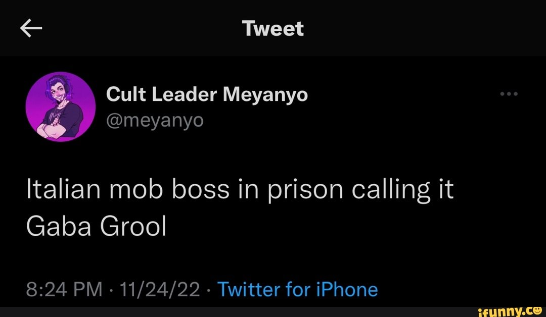 Tweet Cult Leader Meyanyo yy @meyanyo Italian mob boss in prison ...