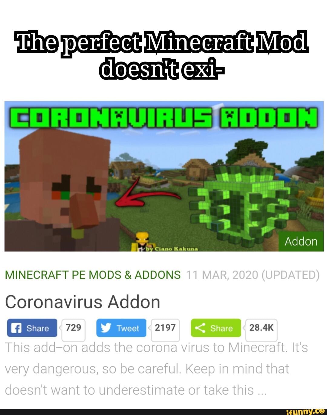 Minecraft Pe Mods Addons Coronavirus Addon Ifunny