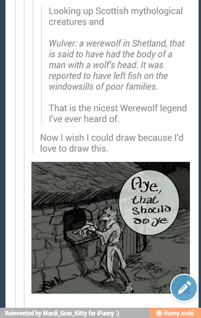 Looking Up Scottish Mythological Creatures And Wulver A Werewolf In