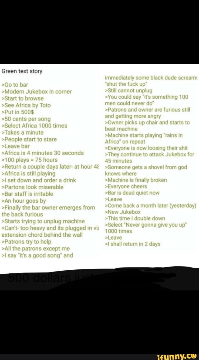 Green text story - iFunny