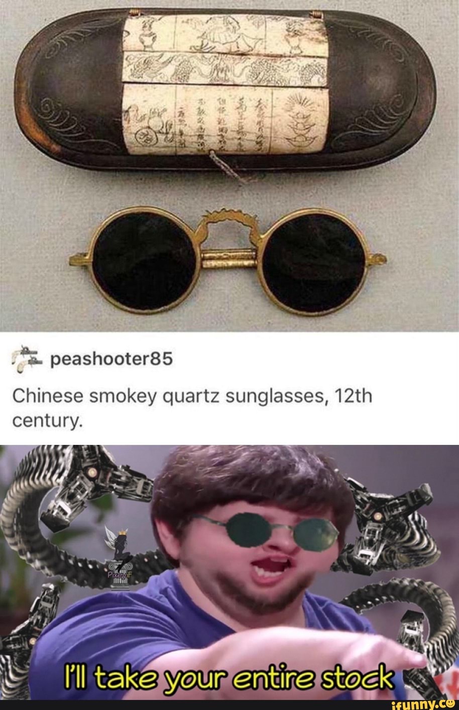 Chinese smokey quartz sunglasses, 12th century. iFunny