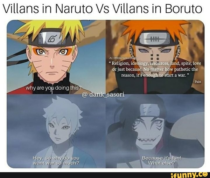 Villans in Naruto Vs Villans in Boruto - iFunny