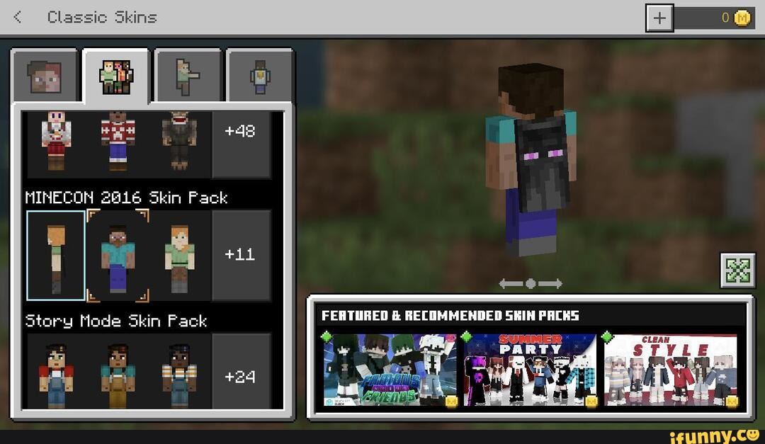 Classic Skins MINECON 2816 Skin Pack Story Mode Skin Pack FERTURED ...