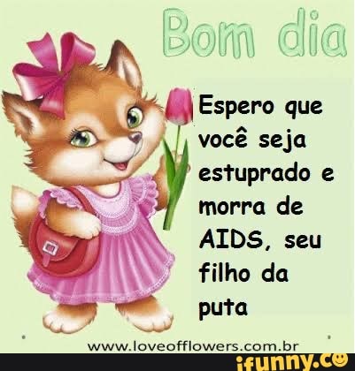 Bem
(Alha
Espero que você seja estuprado e morra de
AIDS, seu filho da puta
Www.loveofflowers.com.br