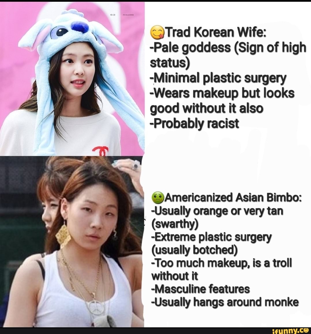 Trad Korean Wife: -Pale goddess (Sign of high status) -Minimal plastic ...