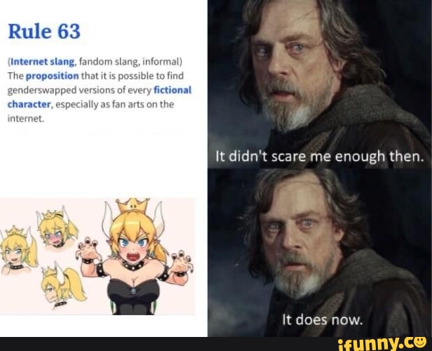 Rule 63 slang, fand The proposition that it is pc character