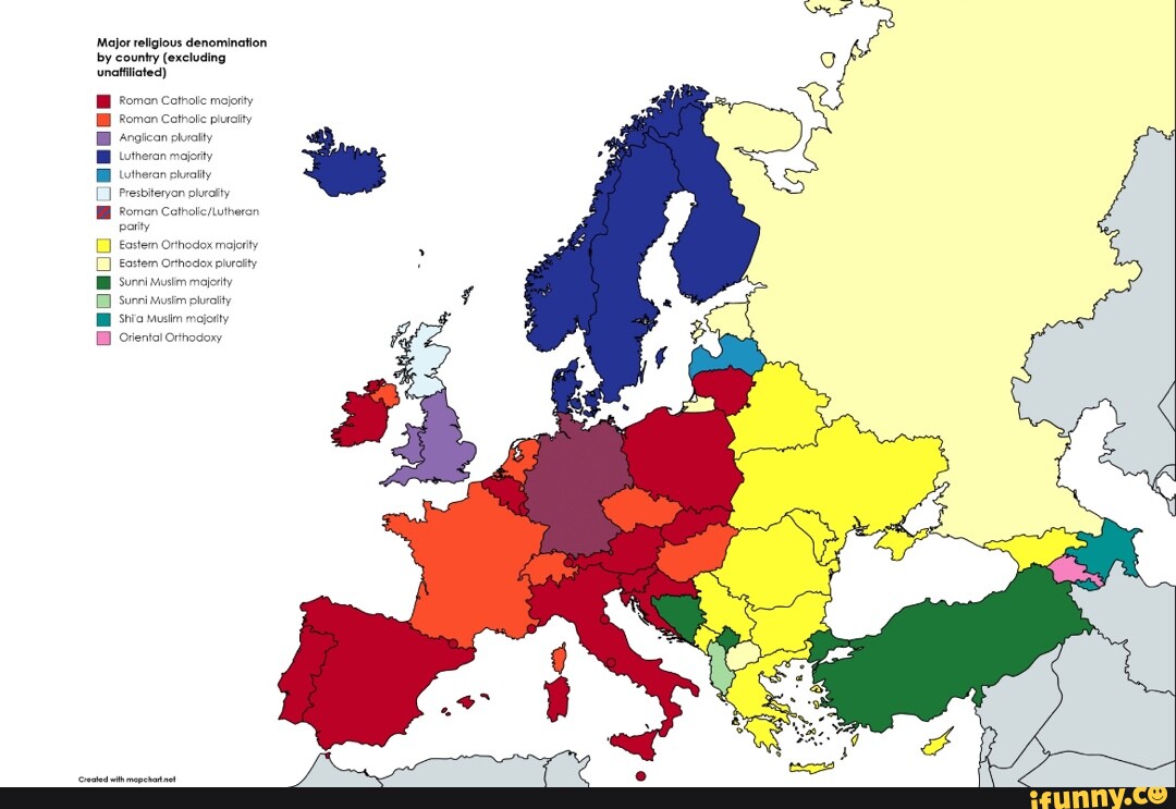 'Major religious denomination by country (excluding unatiiated) I Fomen ...