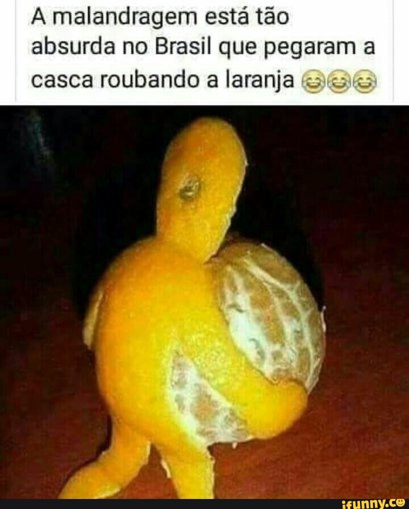 A malandragem está tão
absurda no Brasil que pegaram a
casca roubando a
laranja Gs