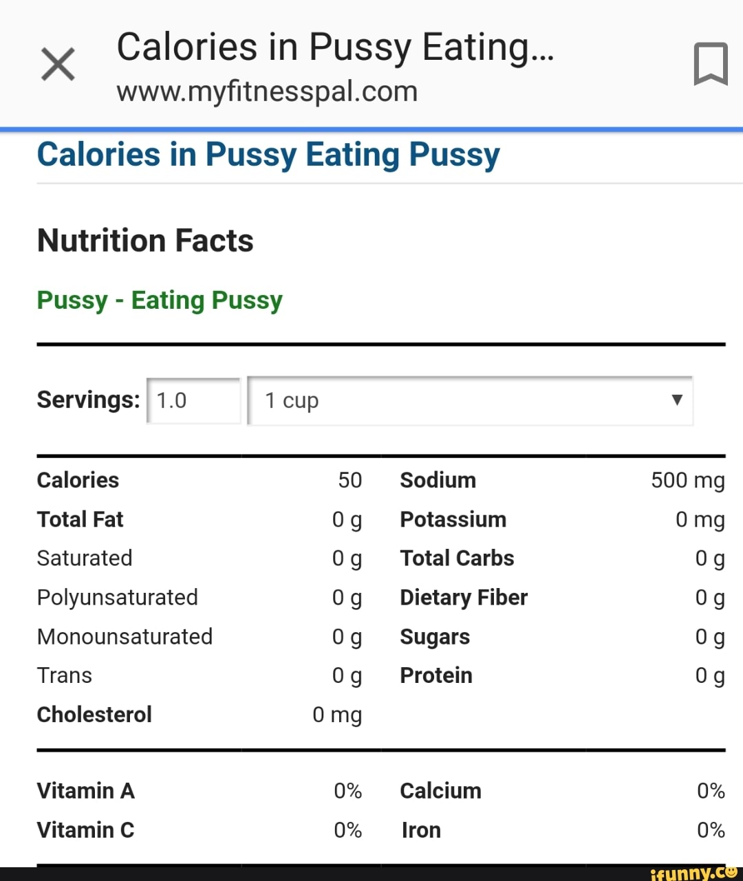 X Calories in Pussy Eating... www.myﬁtnesspaI.com Calories in Pussy Eating Puss...