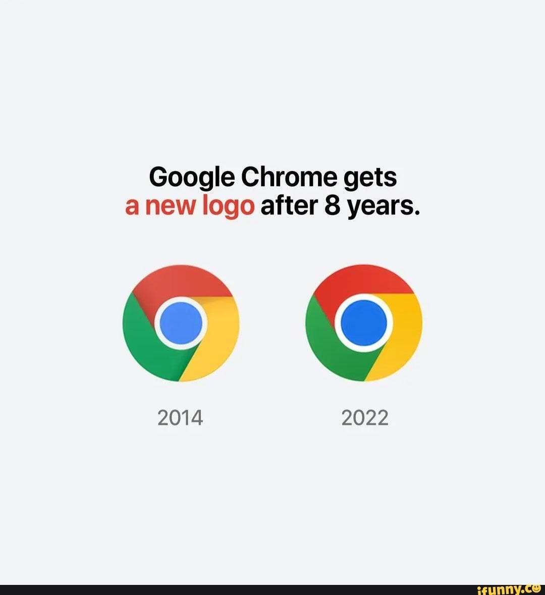 Google Chrome gets a new logo after 8 years. 2014 2022 - iFunny