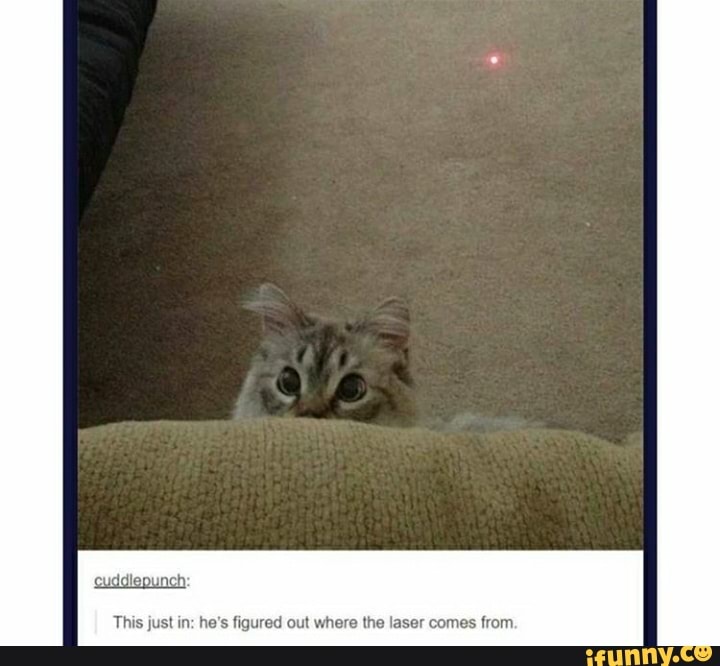 This just in: he's figured out where the laser comes from.