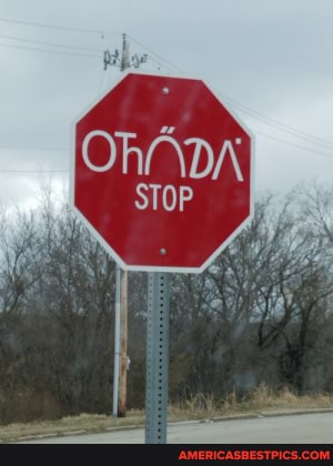 stop, sign, pawhuska, oklahoma, featuring, osage, indian