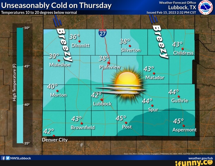 Unseasonably Cold On Thursday Lubbock, TX 'Temperatures 10 To 20 ...