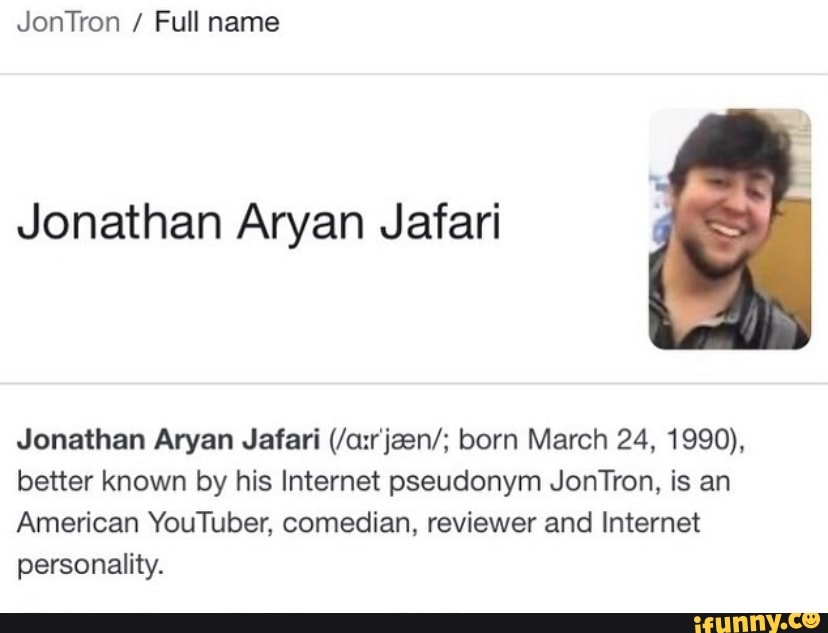 Jontron Full Name Jonathan Aryan Jafari Jonathan Aryan Jafari Born March 24 1990 Better 7679