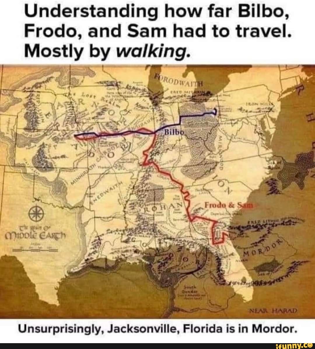 frodo's journey on us map