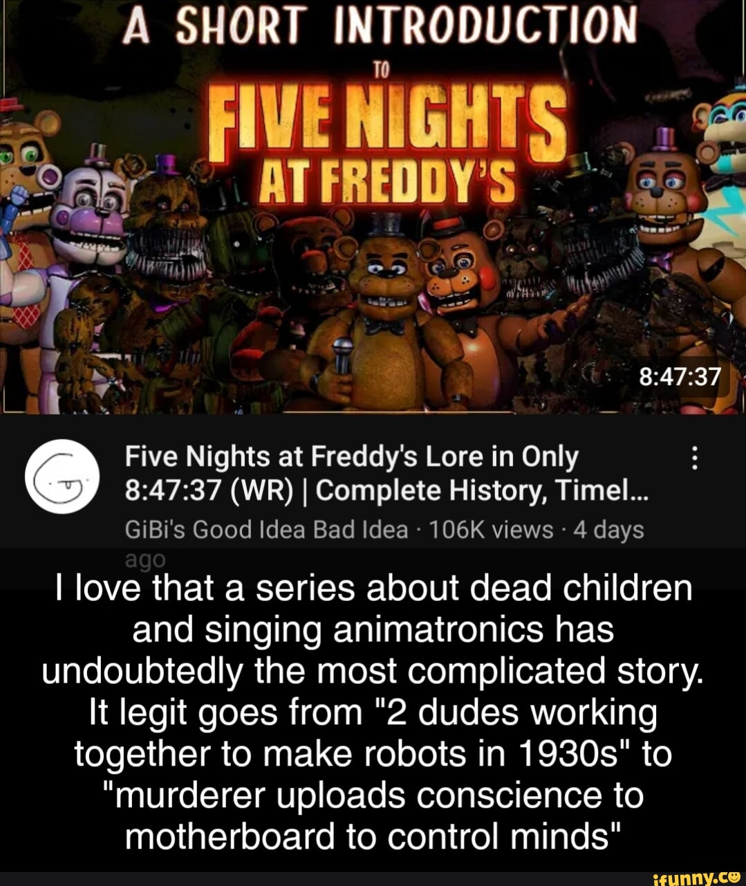 I find it really amusing that SB's antagonist animatronics all have some  form of mental problem. : r/fivenightsatfreddys