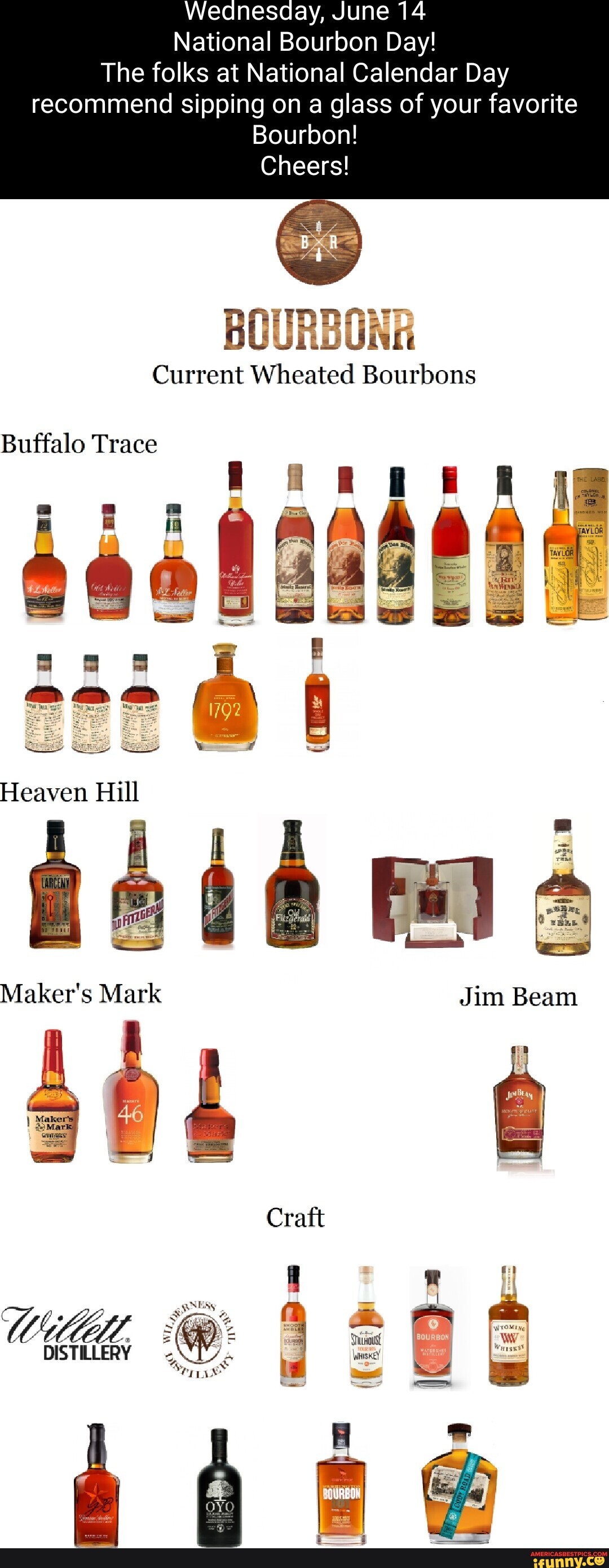 Wednesday, June 14 National Bourbon Day! The folks at National Calendar