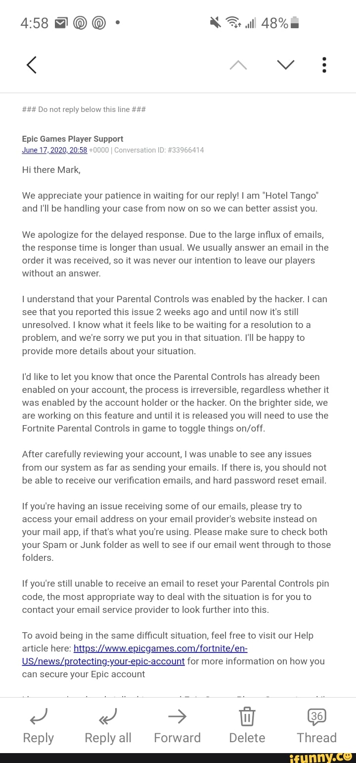 Do Not Reply Below This Line Epic Games Player Support June 17 0000 I Conversation Id Hi There Mark We Appreciate Your Patience In Waiting For Our Reply I Am Hotel