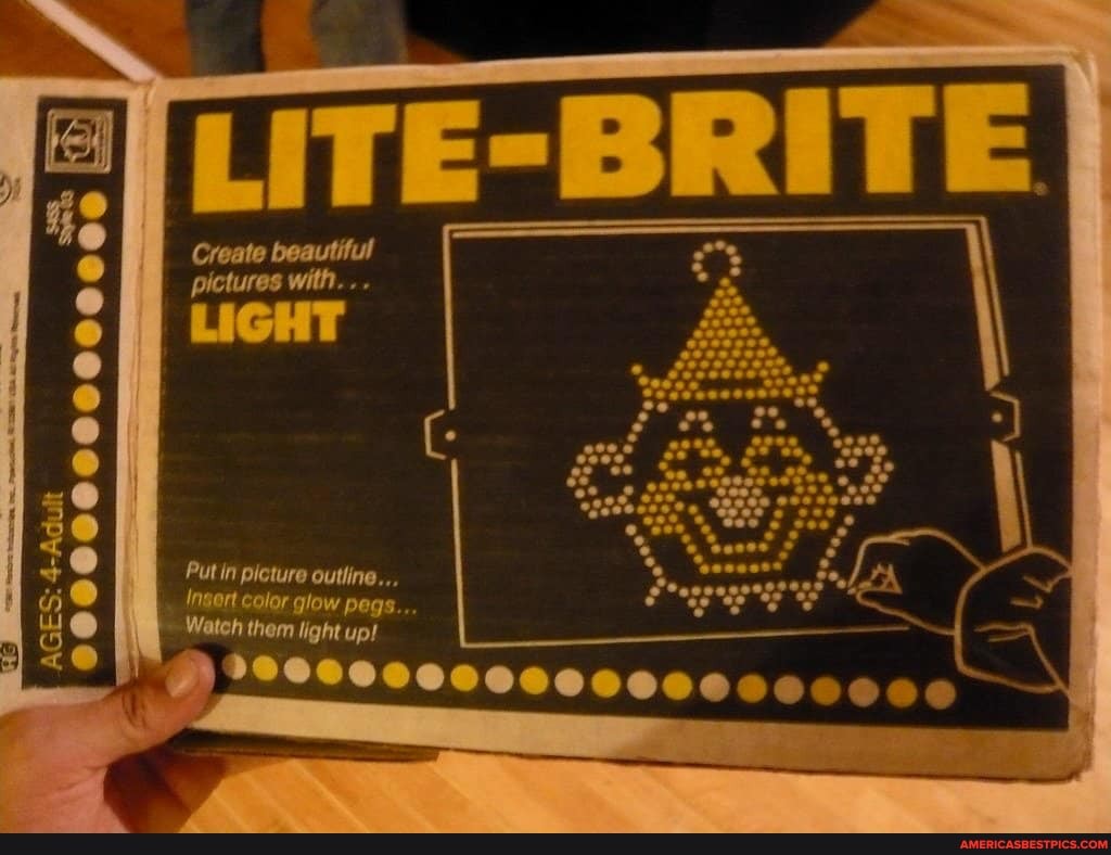 LIT
Create pictures with. .
Putin picture outline...
Ingert color glow pegs...
Wateh them light up!
AGES: 4-Adult