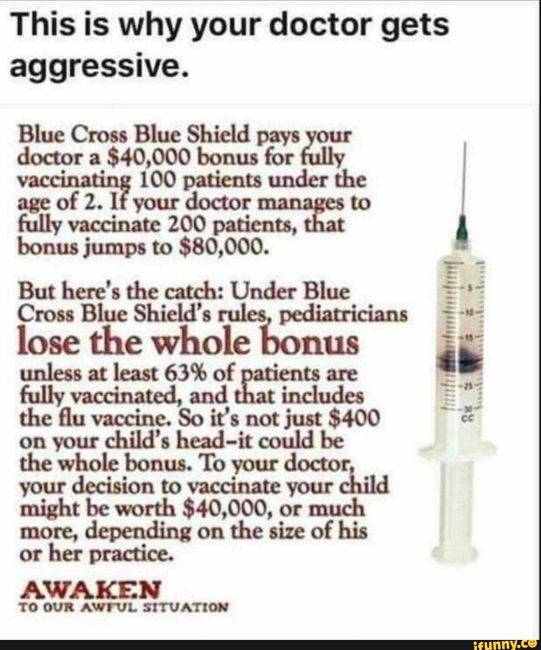 This is why your doctor gets aggressive. Blue Cross Blue Shield pays