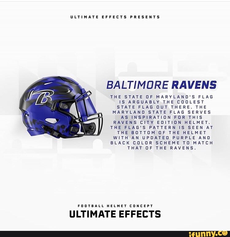 Ravens helmet concept featuring the Maryland flag pattern. #ravensflock  #baltimore