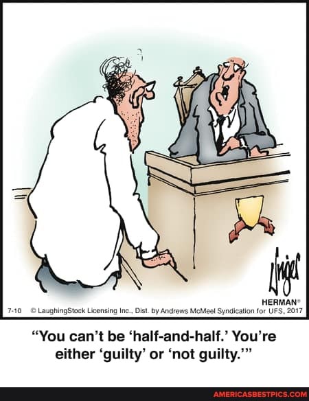 HERMAN'
7-10 LaughingStock Licensing nc. Dis. by Androws McMeel Syndicatlon or UFS, 2017
"You can't be 'half-and-half.' You're either 'guilty' or 'not guilty.'"