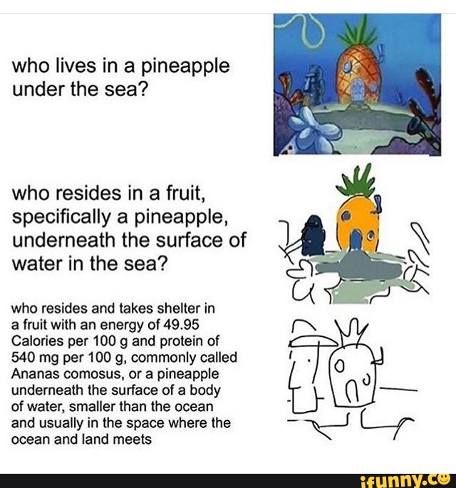 Who Lives In A Pineapple Under The Sea Who Resides In A Fruit Specifically A Pineapple