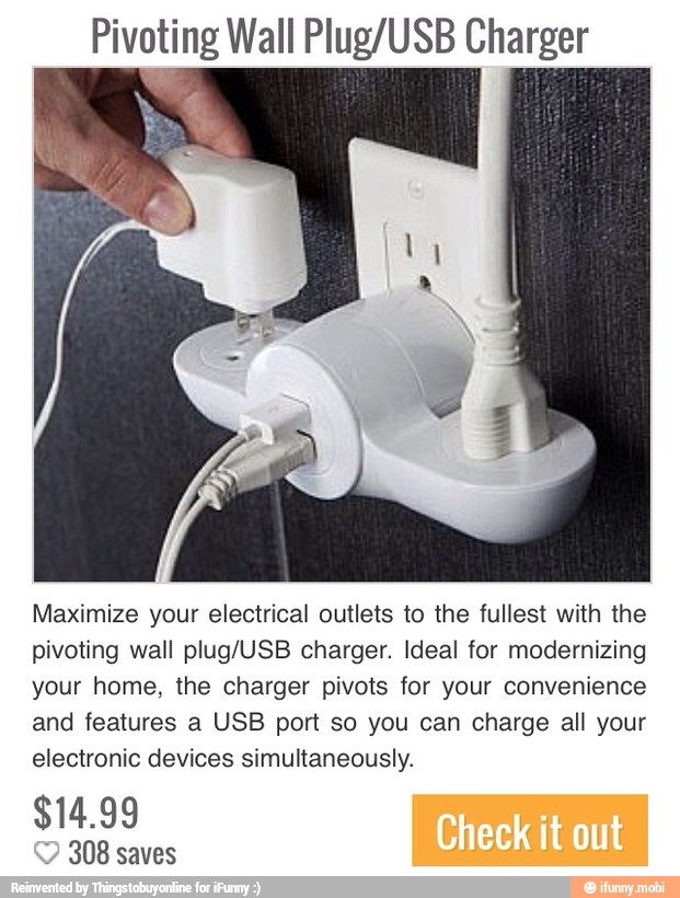 Pivoting Wall Plug/USB Charger Maximize your electrical outlets to the