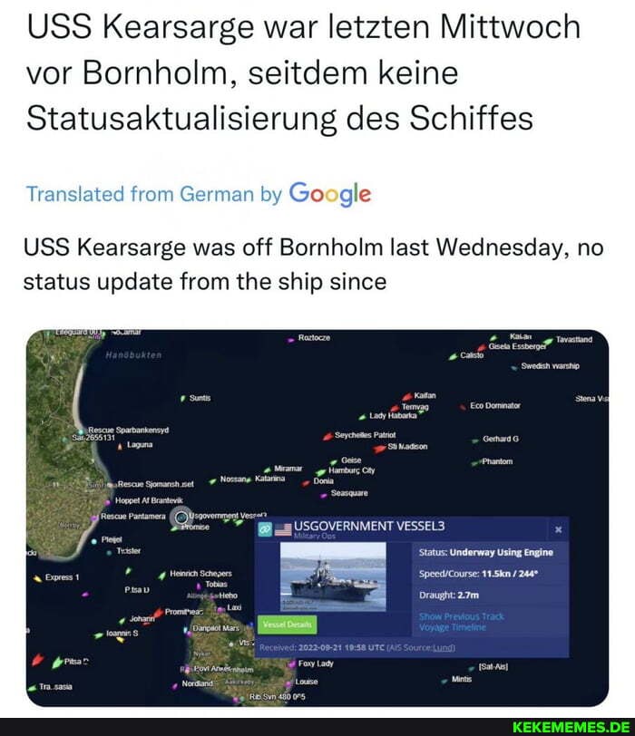 USS Kearsarge war letzten Mittwoch vor Bornholm, seitdem keine Statusaktualisier