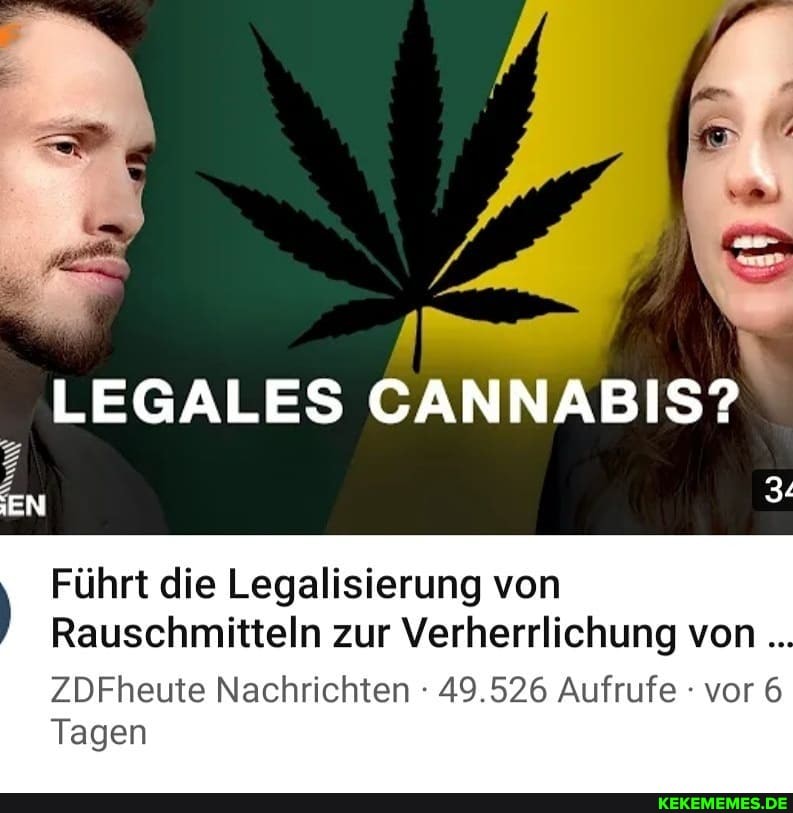 LEGALES
Führt die Legalisierung von
Rauschmitteln zur Verherrlichung von
ZDFheute Nachrichten 49.526 Aufrufe vor lagen