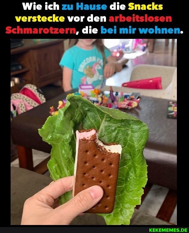Wie ich zu Hause die Snacks verstecke vor den arbeitslosen
Schmarotzern, die bei mir wohnen.