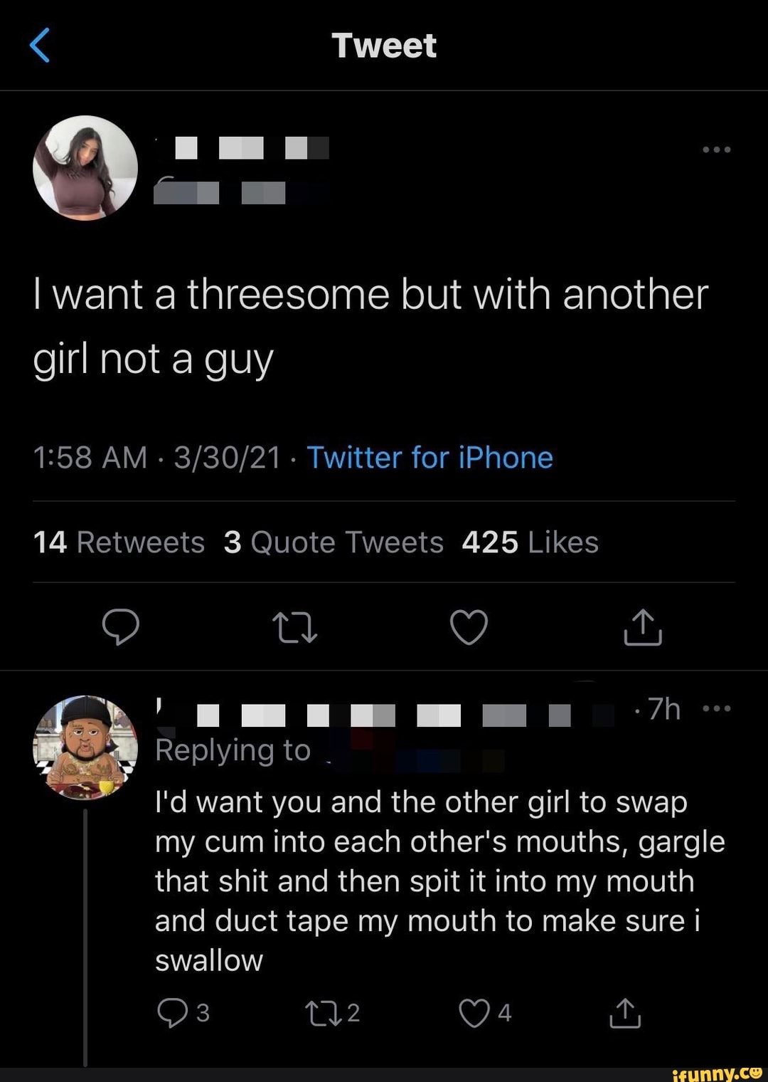 Threesome tweet