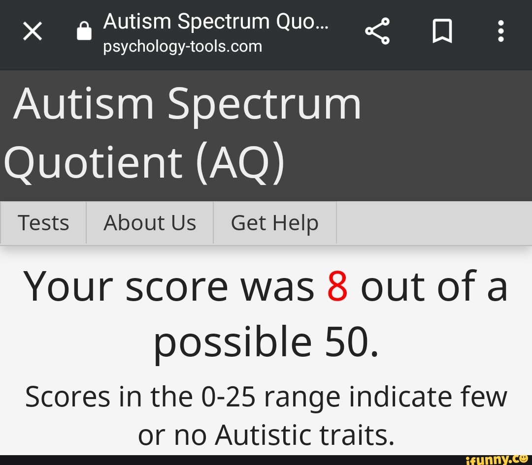 autism spectrum test score