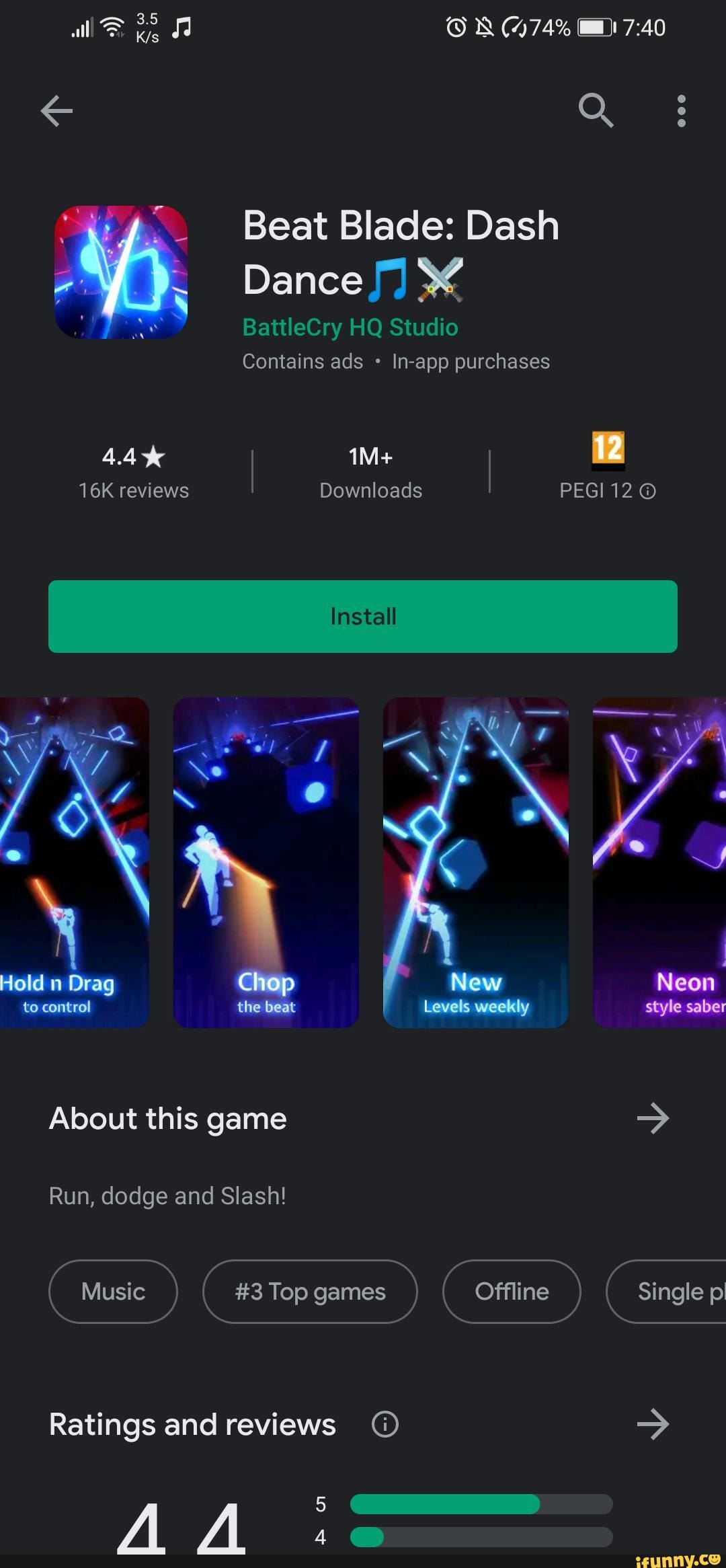 (474 Beat Blade Dash Dance BattleCry HQ Studio Contains ads Inapp