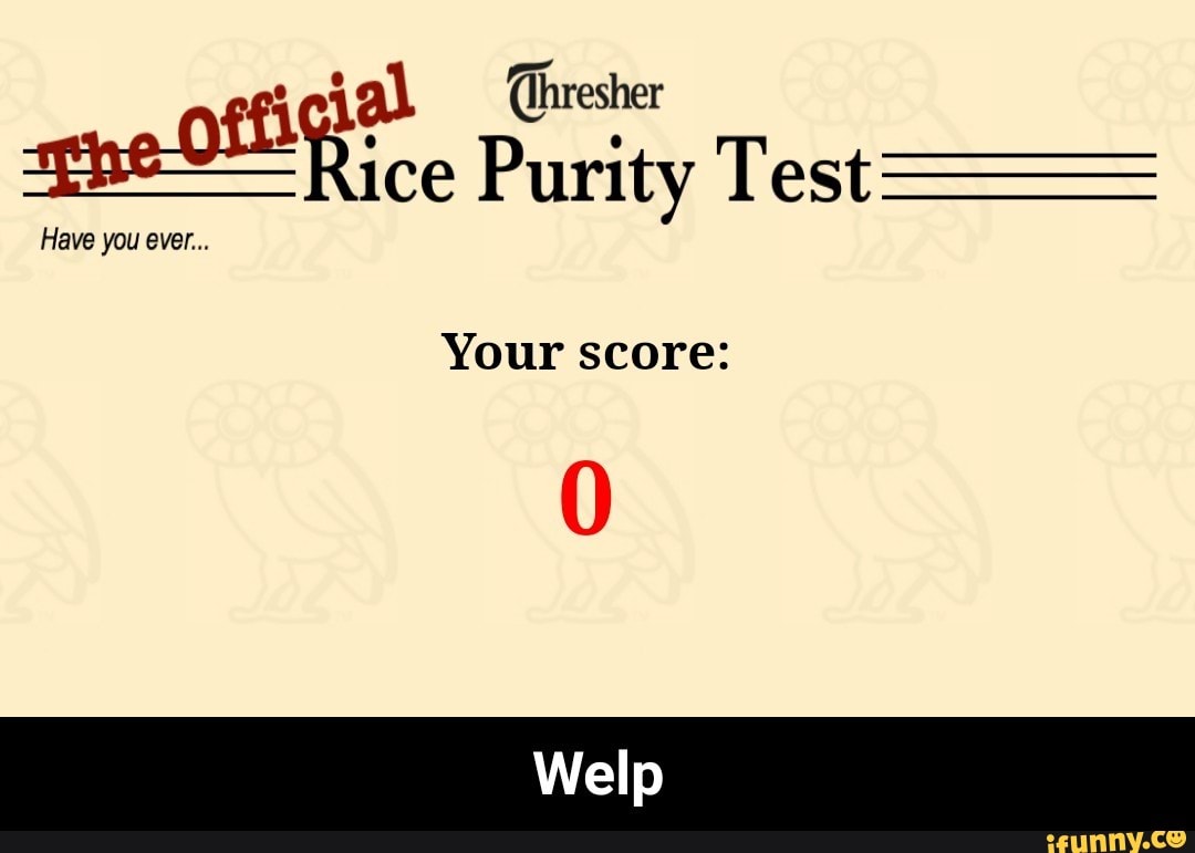 rice purity test score meaning